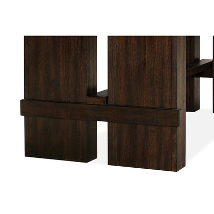 Dale Extendable Dining Table in Solid Acacia Wood with Antique Brown Finish