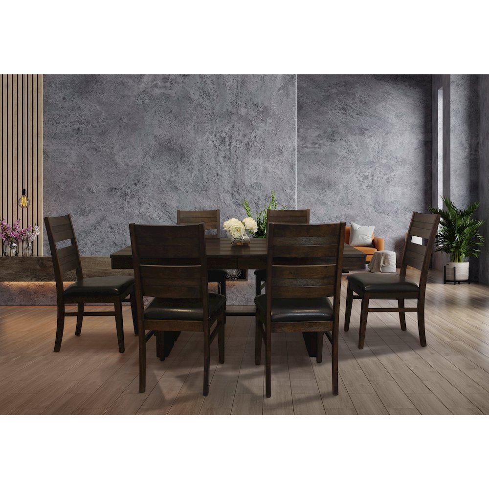 Dale Extendable Dining Table in Solid Acacia Wood with Antique Brown Finish