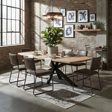 Mango Wood Dining Table with Cross-Leg Iron Base for Dining Room, Natural