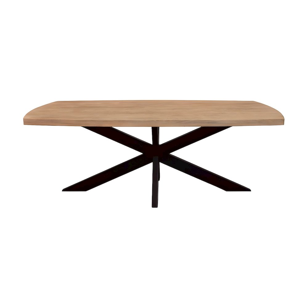 Mango Wood Dining Table with Cross-Leg Iron Base for Dining Room, Natural