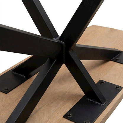 Mango Wood Dining Table with Cross-Leg Iron Base for Dining Room, Natural