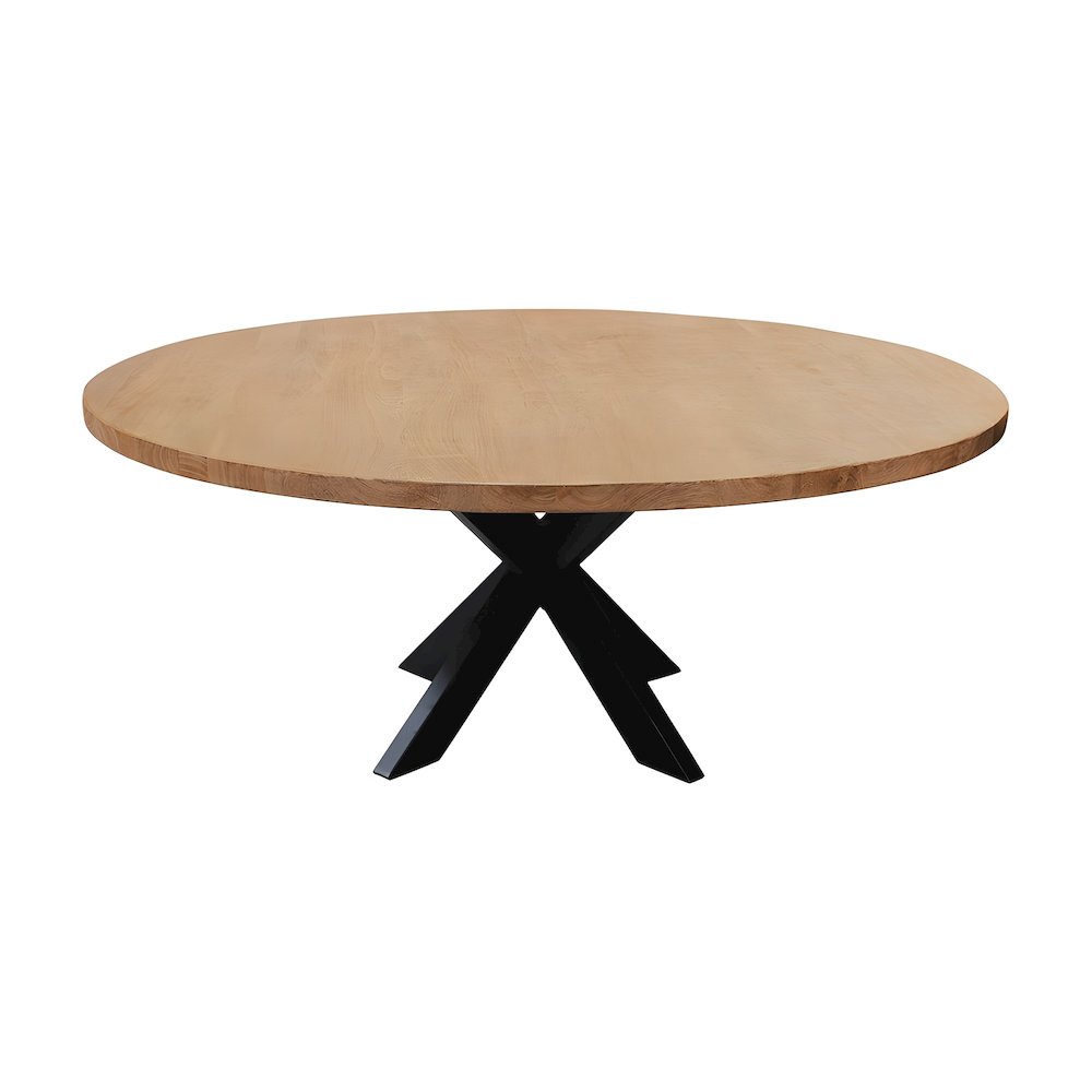 Mango Wood Round Dining Table for 8 with Cross-Leg Base for Dining Room, Natural