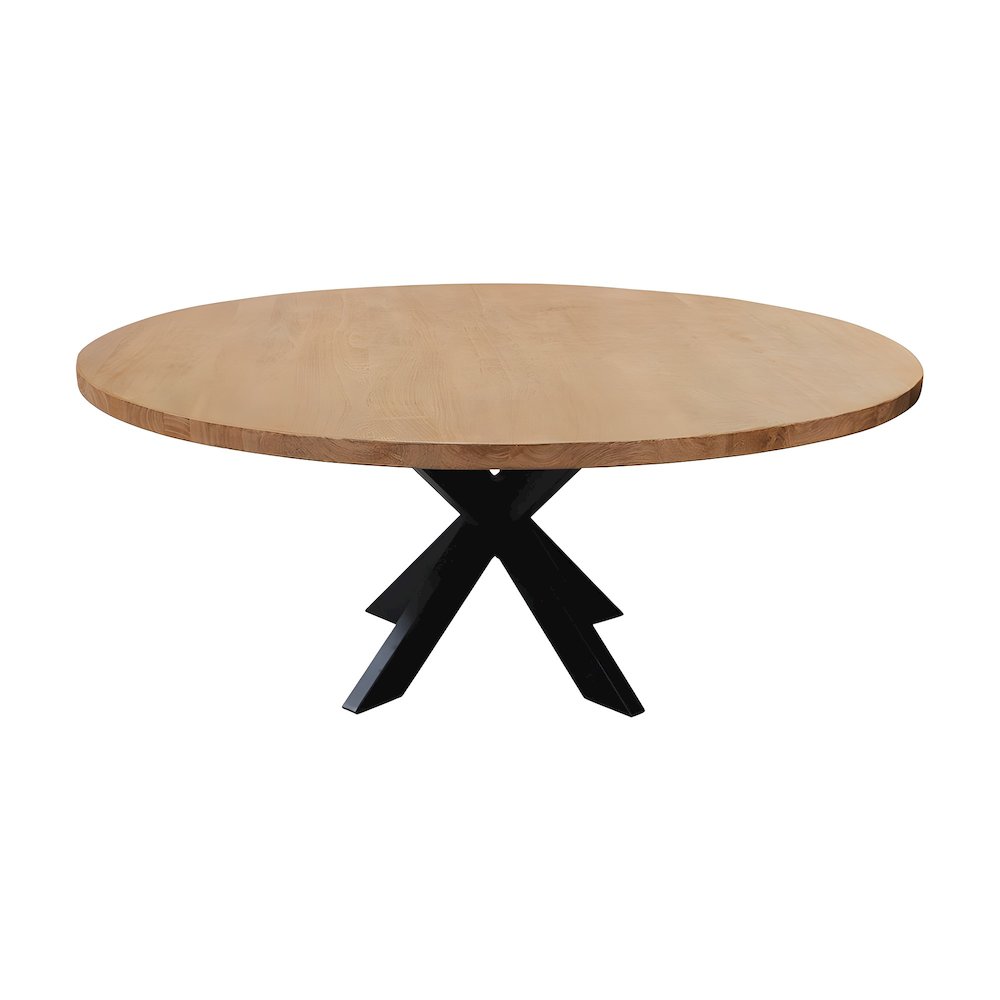 Mango Wood Round Dining Table for 8 with Cross-Leg Base for Dining Room, Natural