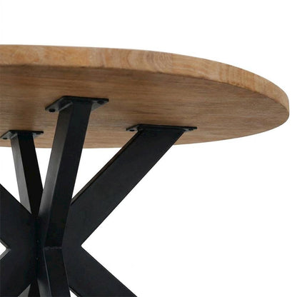Mango Wood Round Dining Table for 8 with Cross-Leg Base for Dining Room, Natural