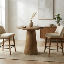 Solid Mango Wood Round Counter Height Bar Table, Distressed Natural