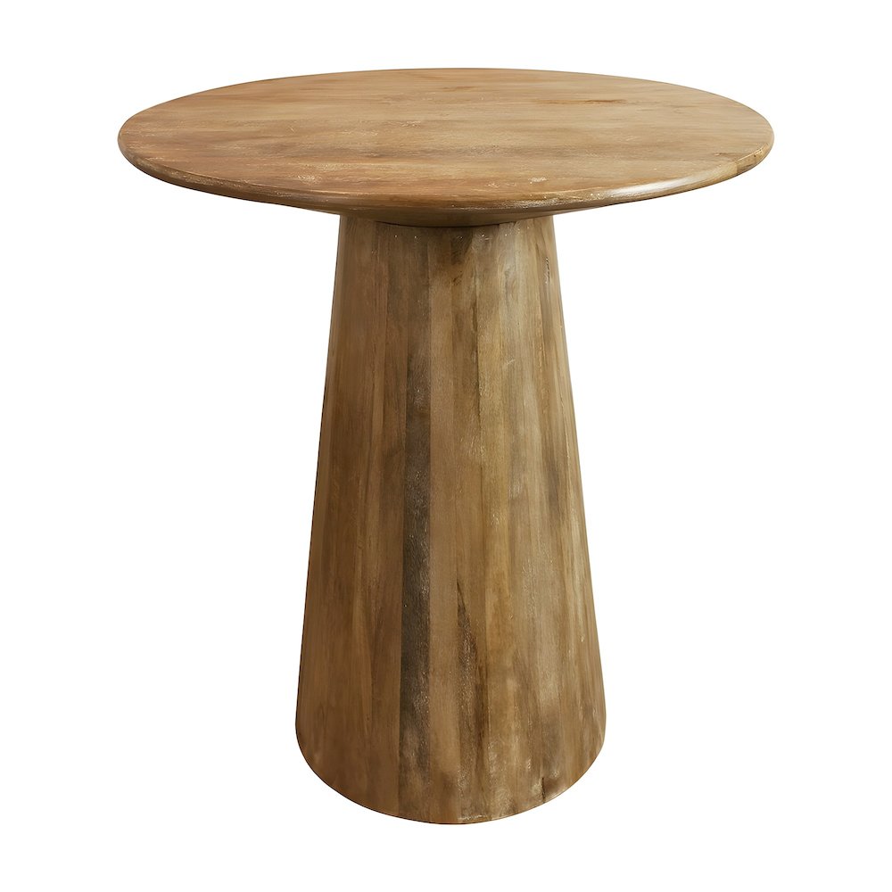 Solid Mango Wood Round Counter Height Bar Table, Distressed Natural