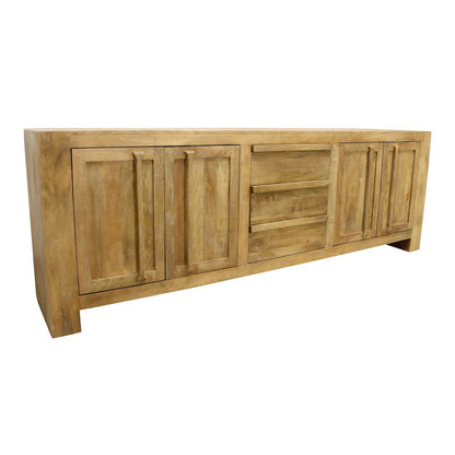 Mid-Century Jaden Sideboard 3 Drawers, 4 Doors in Distressed Natural