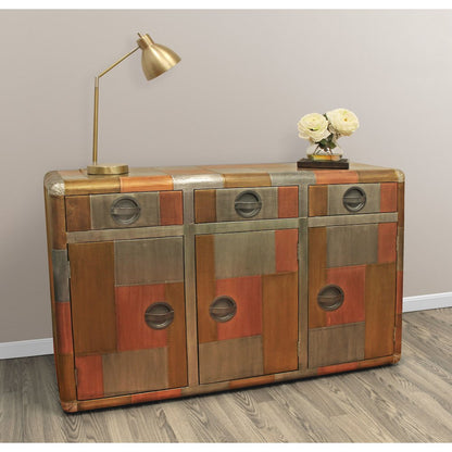 Mar Vista 3-Drawer 3-Door Sideboard in Tri-Tone Metal