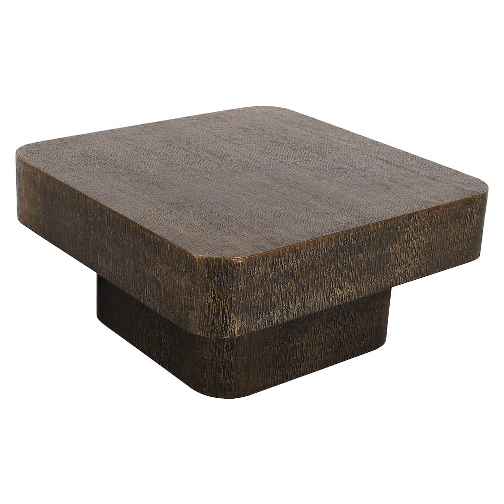 Landon 36" Cocktail Table in Stamped Brass