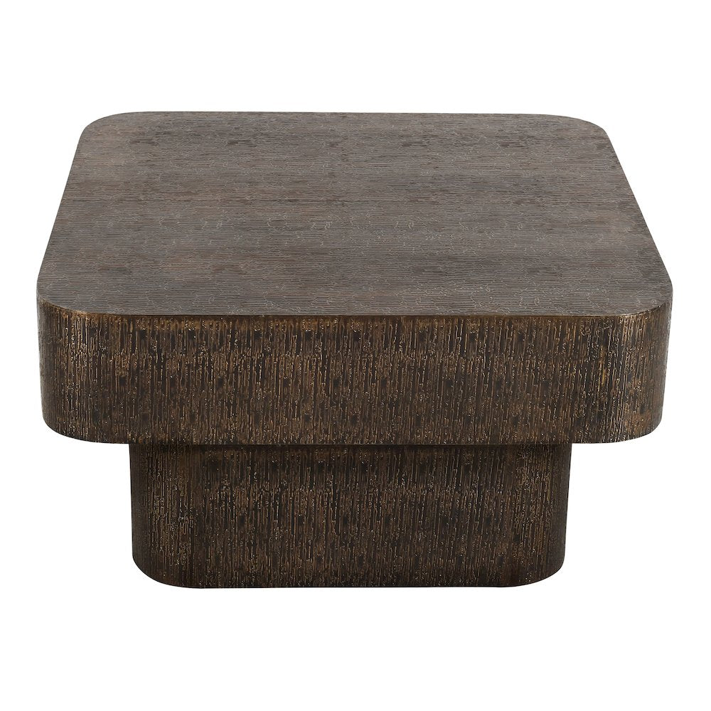 Landon 32" Cocktail Table in Stamped Brass
