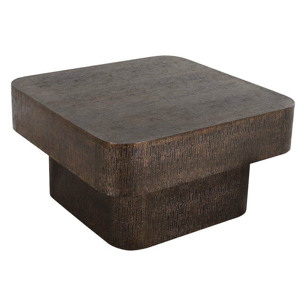 Landon 32" Cocktail Table in Stamped Brass