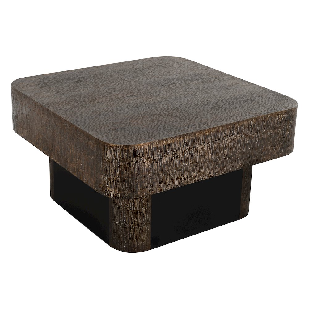 Landon 32" Cocktail Table in Stamped Brass