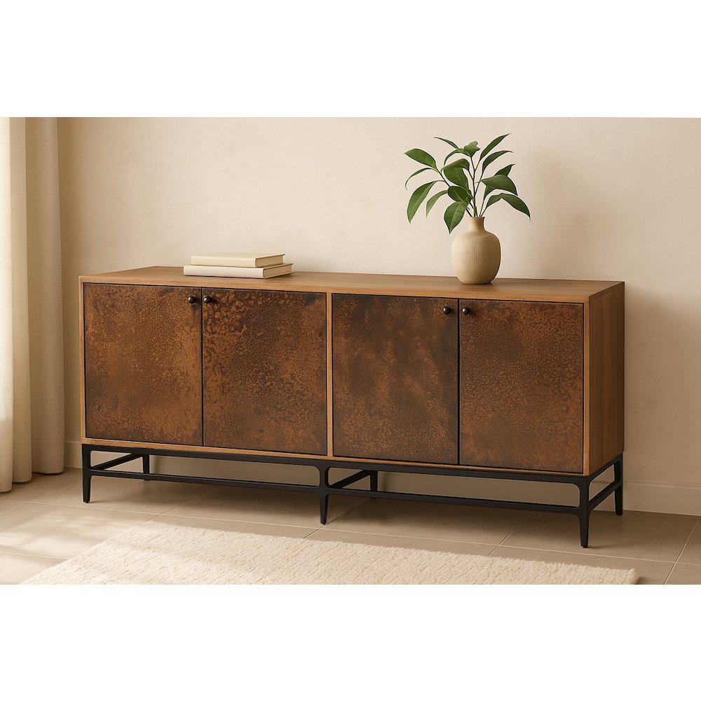 Balthazar 4-Door Sideboard in Dark Copper Toned Iron