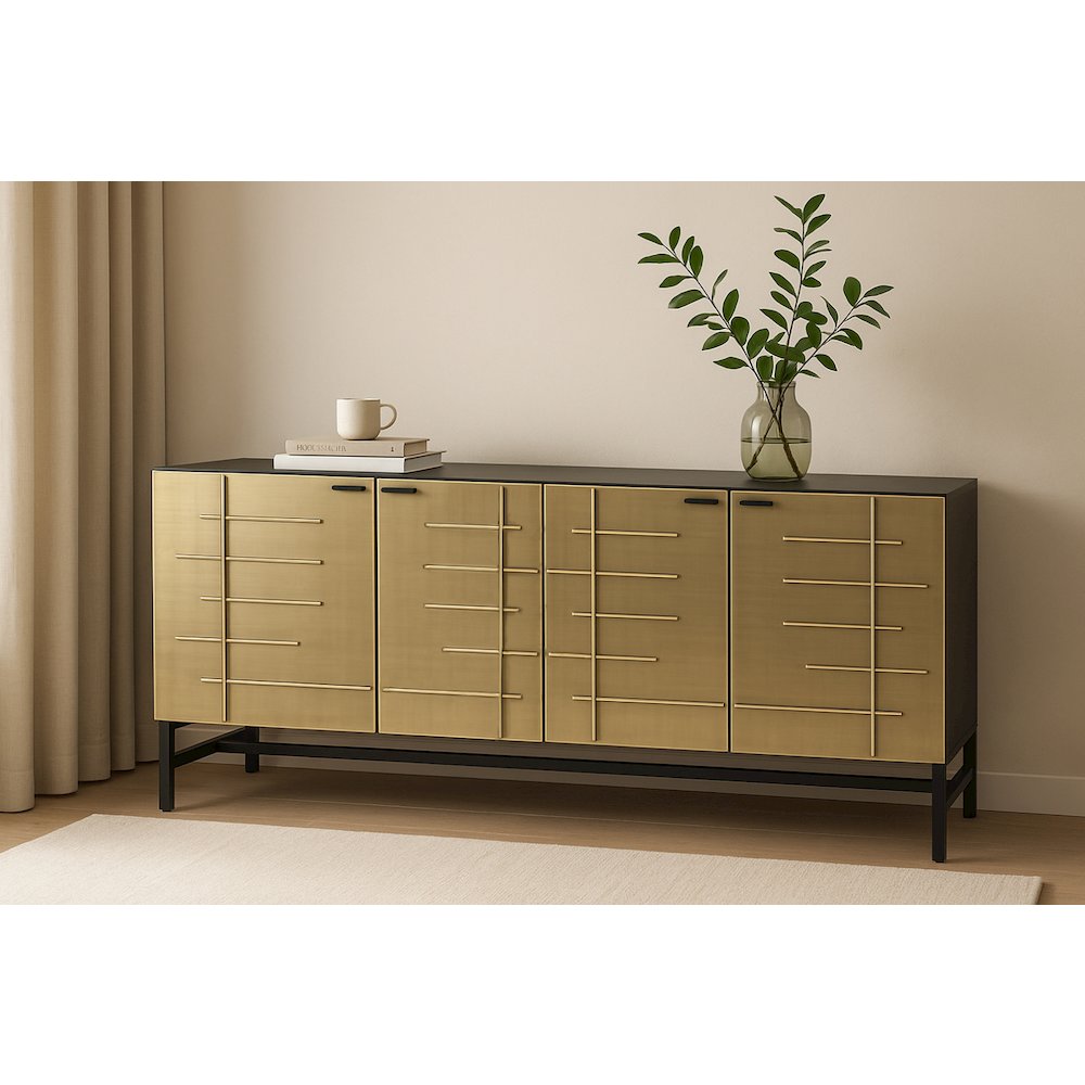 Balthazar 4-Door Sideboard in a Textured Light Gold Finish
