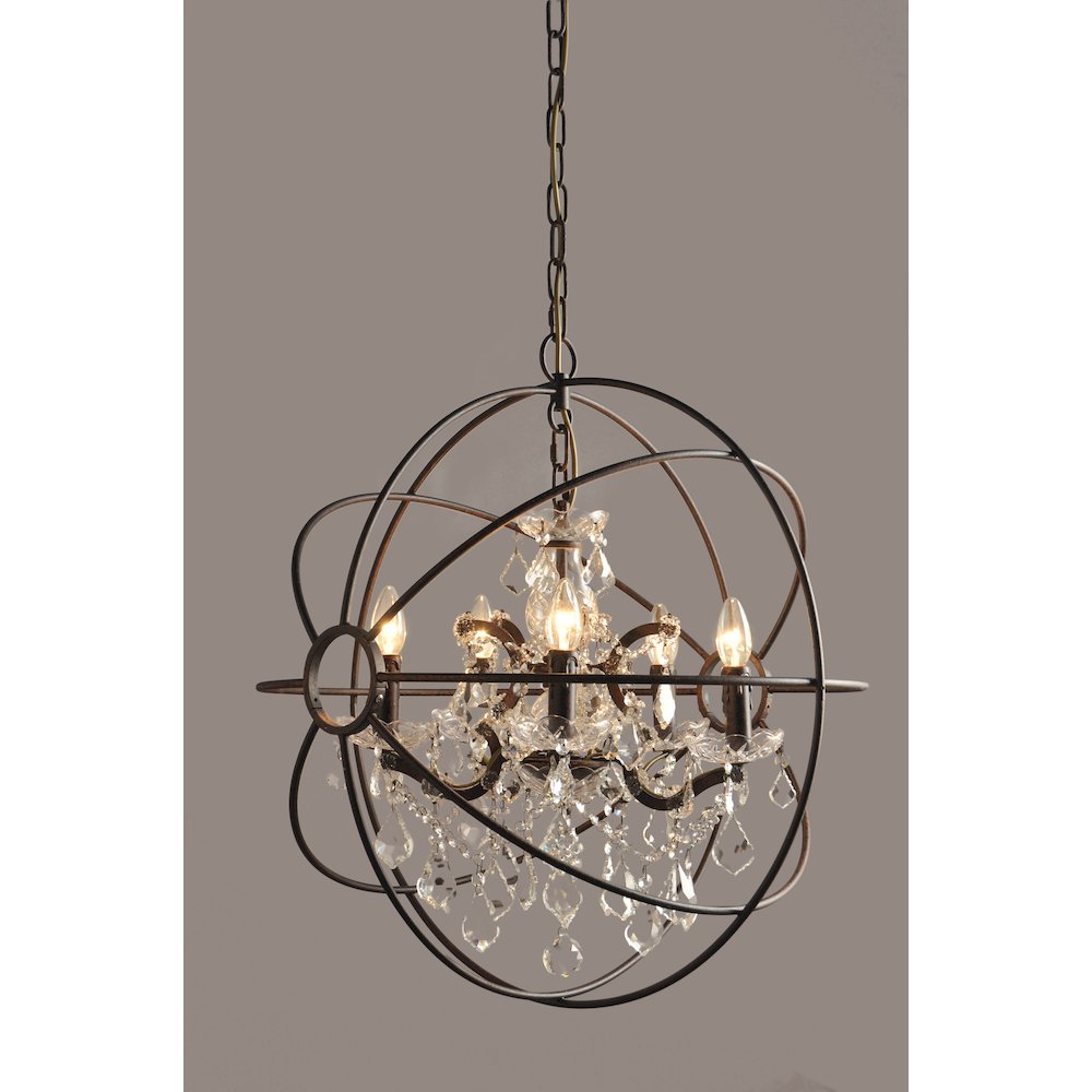 Olivia Iron Globe Pendant with Crystal Accents