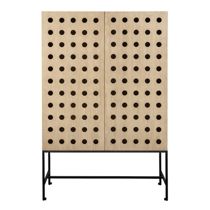 Becca 2-Door Tall Cabinet in Sand Oak Finish on Solid Pine Wood