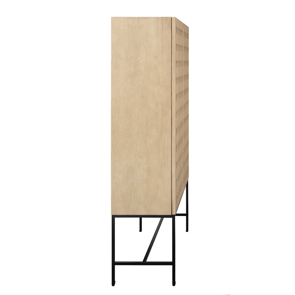 Becca 2-Door Tall Cabinet in Sand Oak Finish on Solid Pine Wood