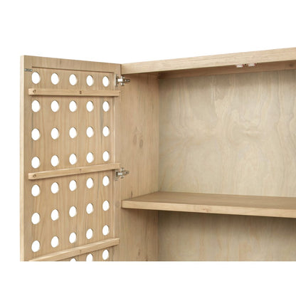 Becca 2-Door Tall Cabinet in Sand Oak Finish on Solid Pine Wood