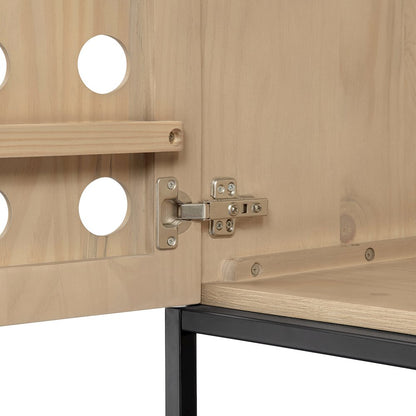 Becca 2-Door Tall Cabinet in Sand Oak Finish on Solid Pine Wood