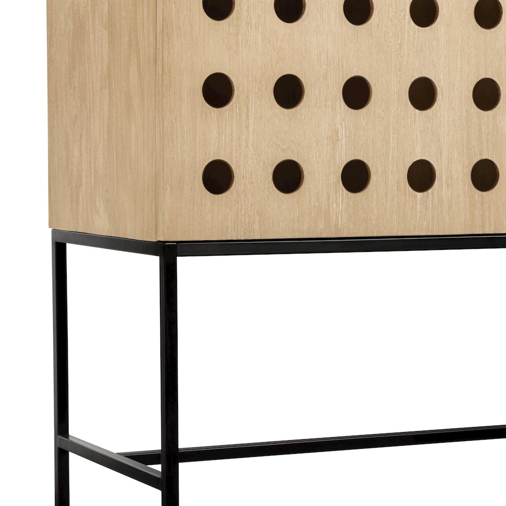 Becca 2-Door Tall Cabinet in Sand Oak Finish on Solid Pine Wood