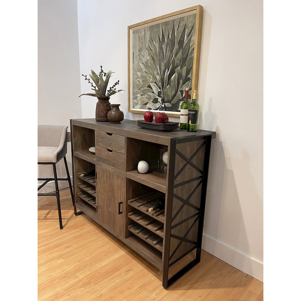 Gail Wine & Bar Console in Gray Wash