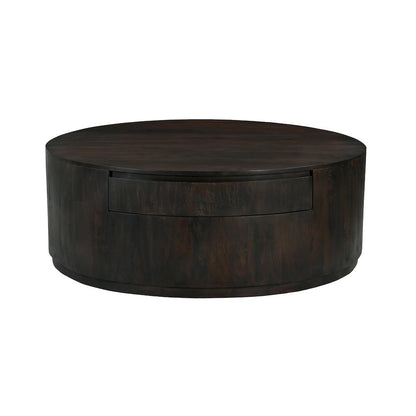 Flagstaff 48" Round Cocktail Table in Barista Brown with 2-Drawers