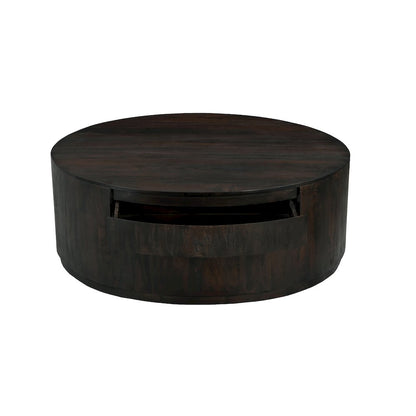Flagstaff 48" Round Cocktail Table in Barista Brown with 2-Drawers