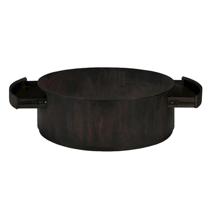 Flagstaff 48" Round Cocktail Table in Barista Brown with 2-Drawers