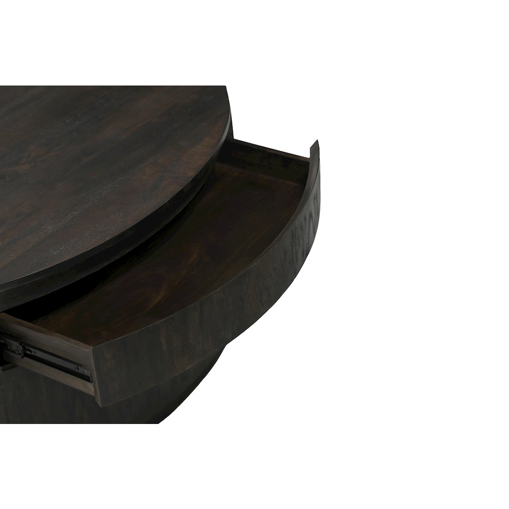 Flagstaff 48" Round Cocktail Table in Barista Brown with 2-Drawers