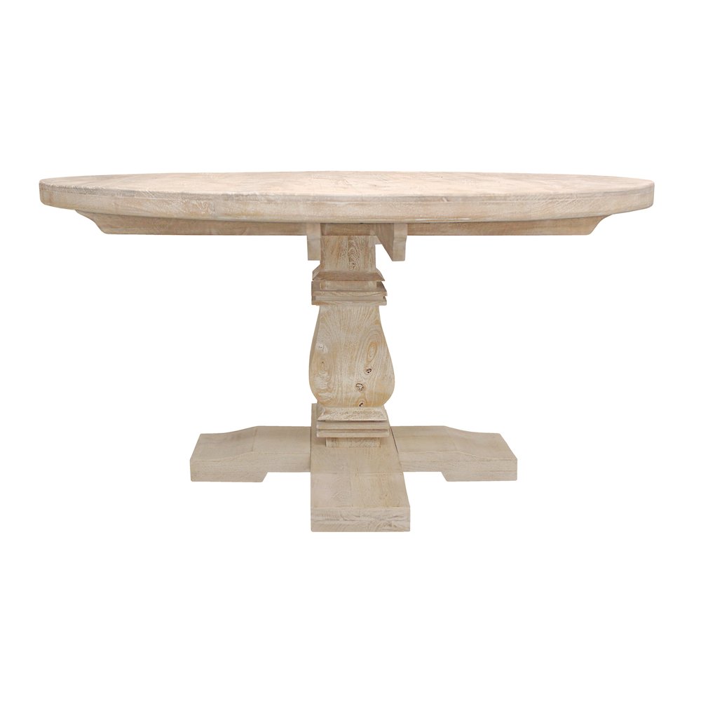 Benedict 58" Round Dining Table in White Wash