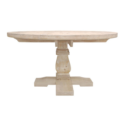Benedict 58" Round Dining Table in White Wash