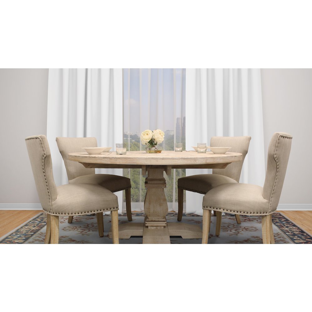 Benedict 58" Round Dining Table in White Wash