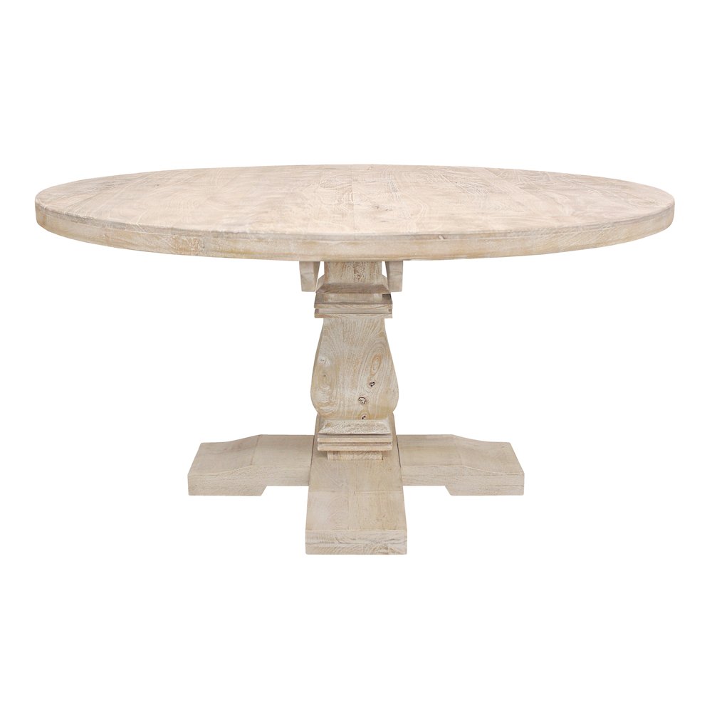 Benedict 58" Round Dining Table in White Wash