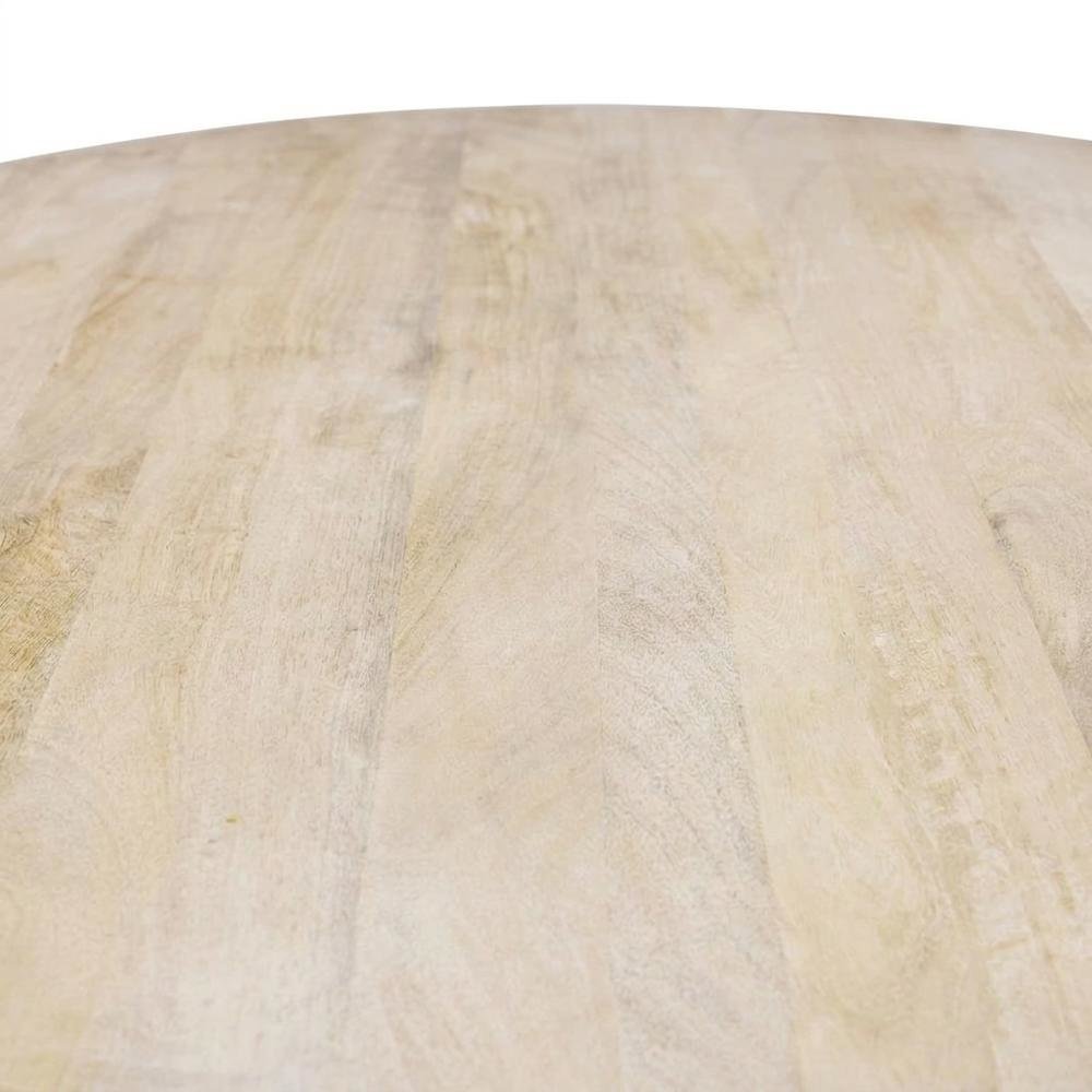 Solid Mango Wood Round Pedestal Dining Table for Dining Room, White Wash