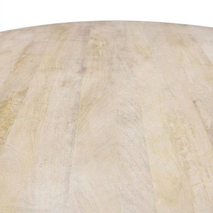 Solid Mango Wood Round Pedestal Dining Table for Dining Room, White Wash