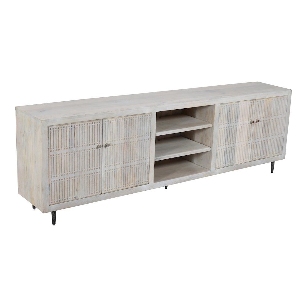 Sarah 4-Door Media Cabinet in Brushed Ivory