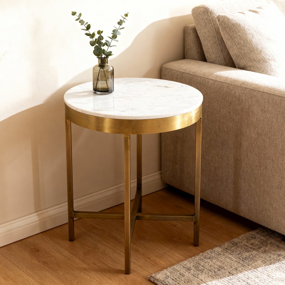 Orlando Marble Top Side Table in Ivory