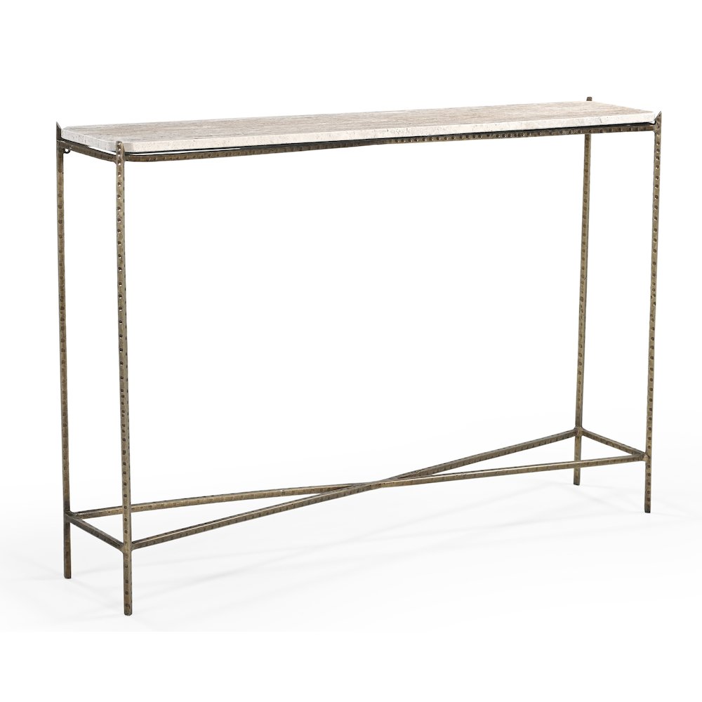 Asher 48" Console Table with Travertine Top