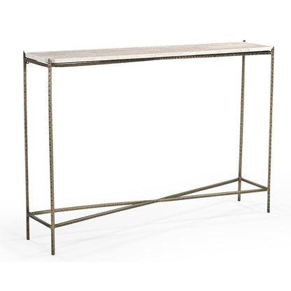 Asher 48" Console Table with Travertine Top