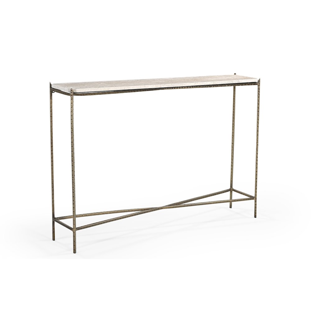 Asher 48" Console Table with Travertine Top