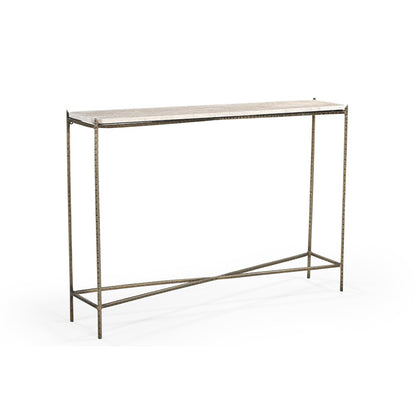 Asher 48" Console Table with Travertine Top