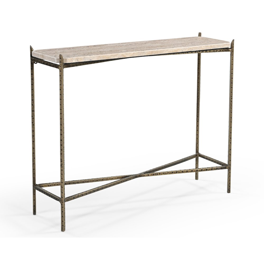 Asher 32" Console Table with Travertine Top