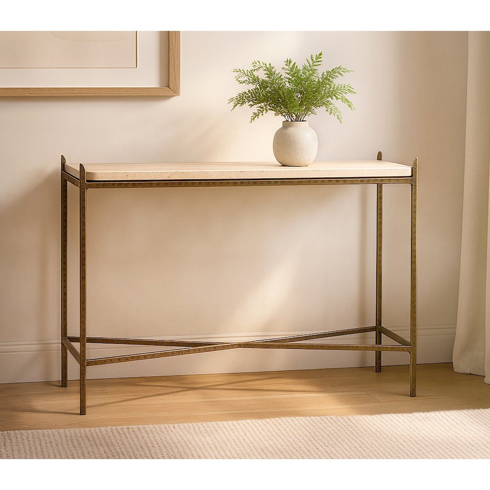 Asher 32" Console Table with Travertine Top