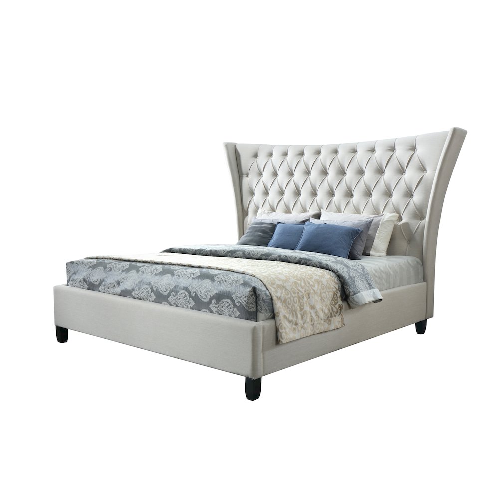 Eclectic Alexis King Bed in Limestone Beige