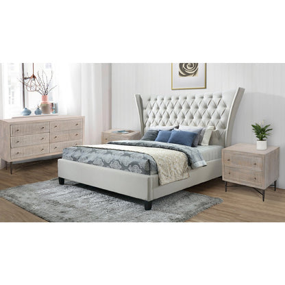 Eclectic Alexis King Bed in Limestone Beige