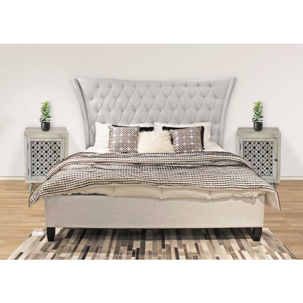 Eclectic Alexis King Bed in Limestone Beige