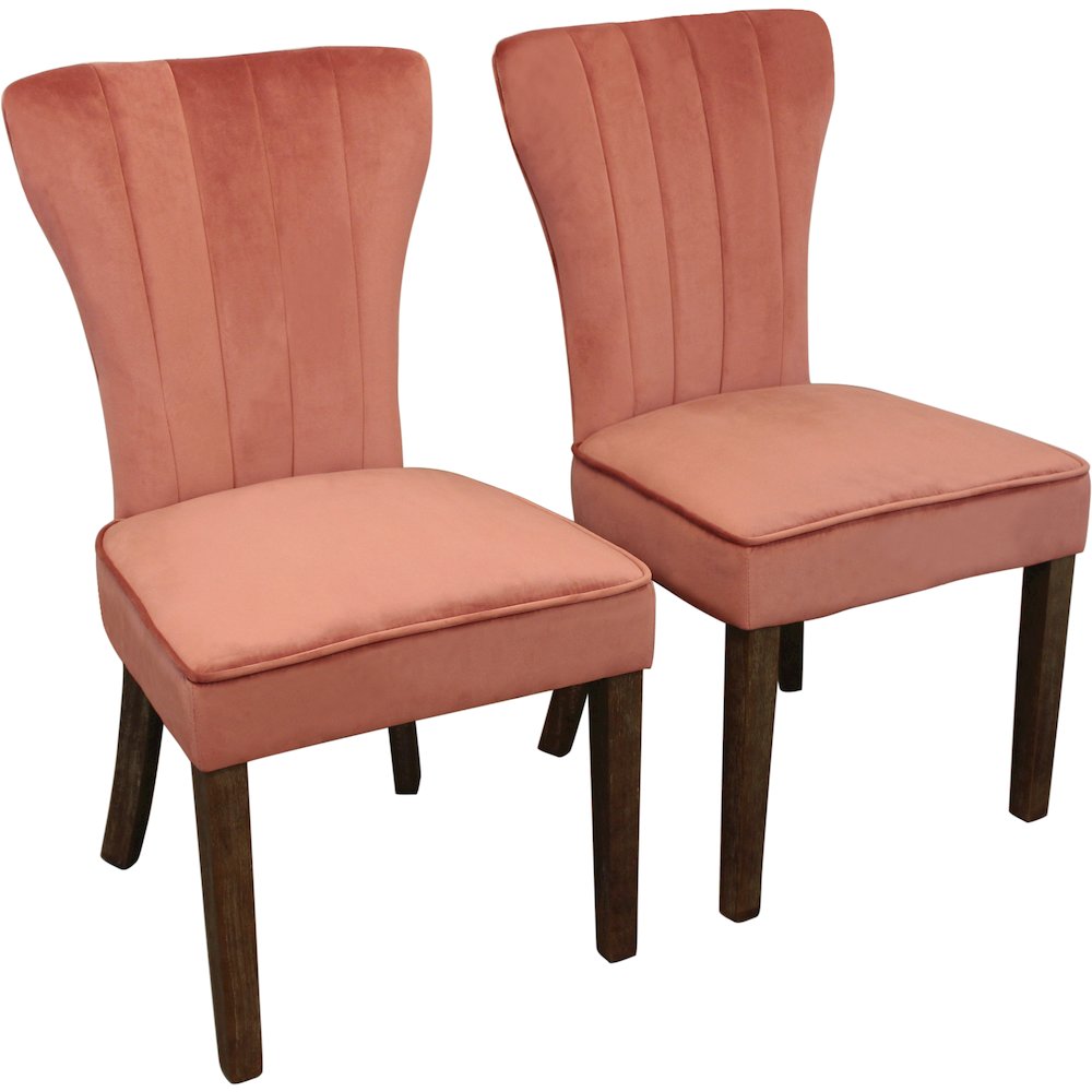 Transitional Inwood Side Chair In Blush Velvet 2-Piece Set