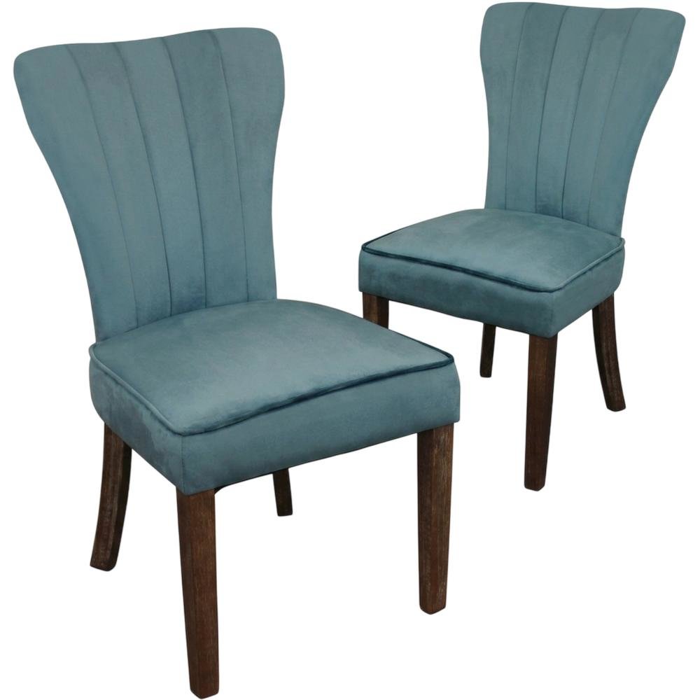 Velvet Upholstered Solid Wood Accent and Dining Side Chair for Dining Room, Teal