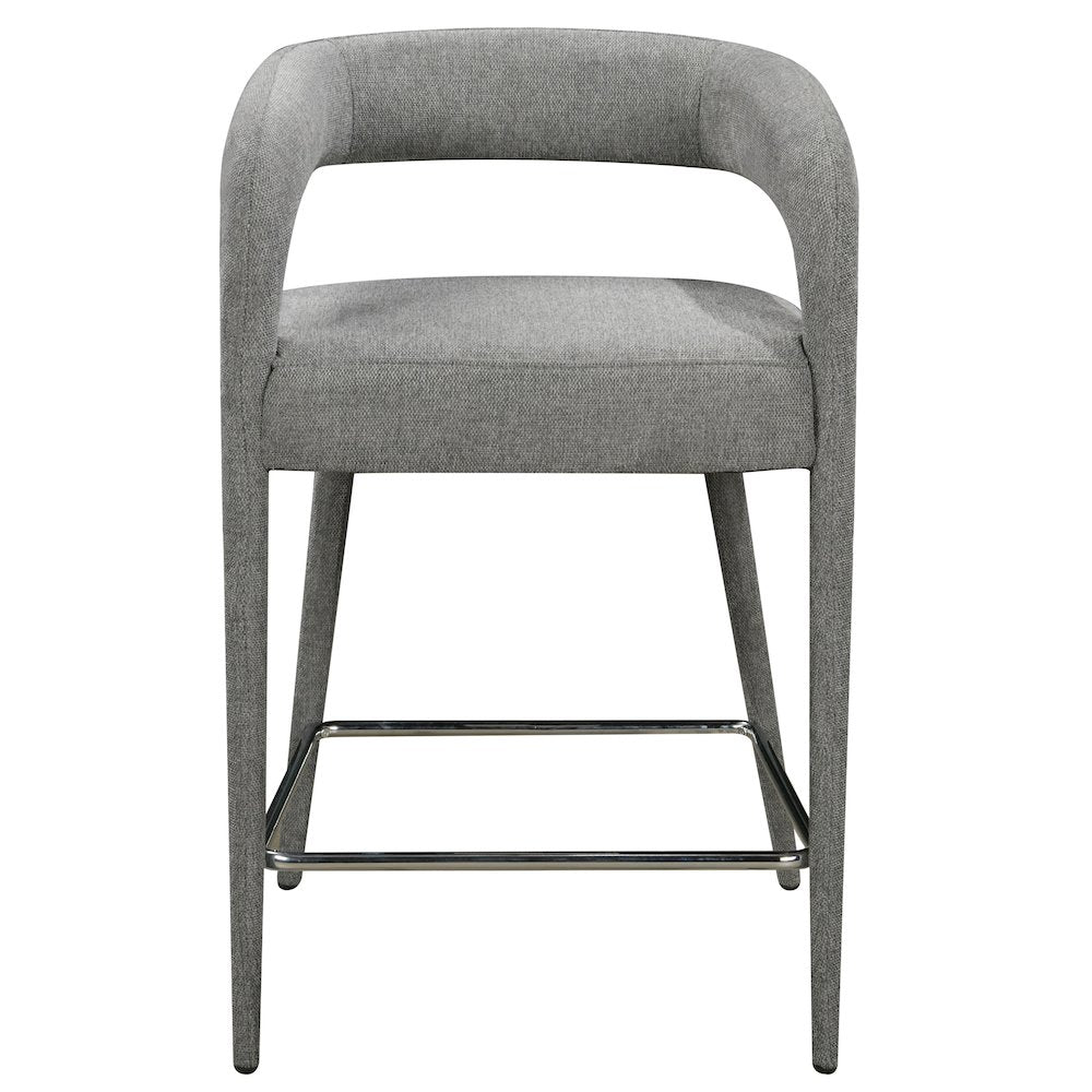 Galway Counter Chair in Dark Gray Linen Fabric on Metal Frame
