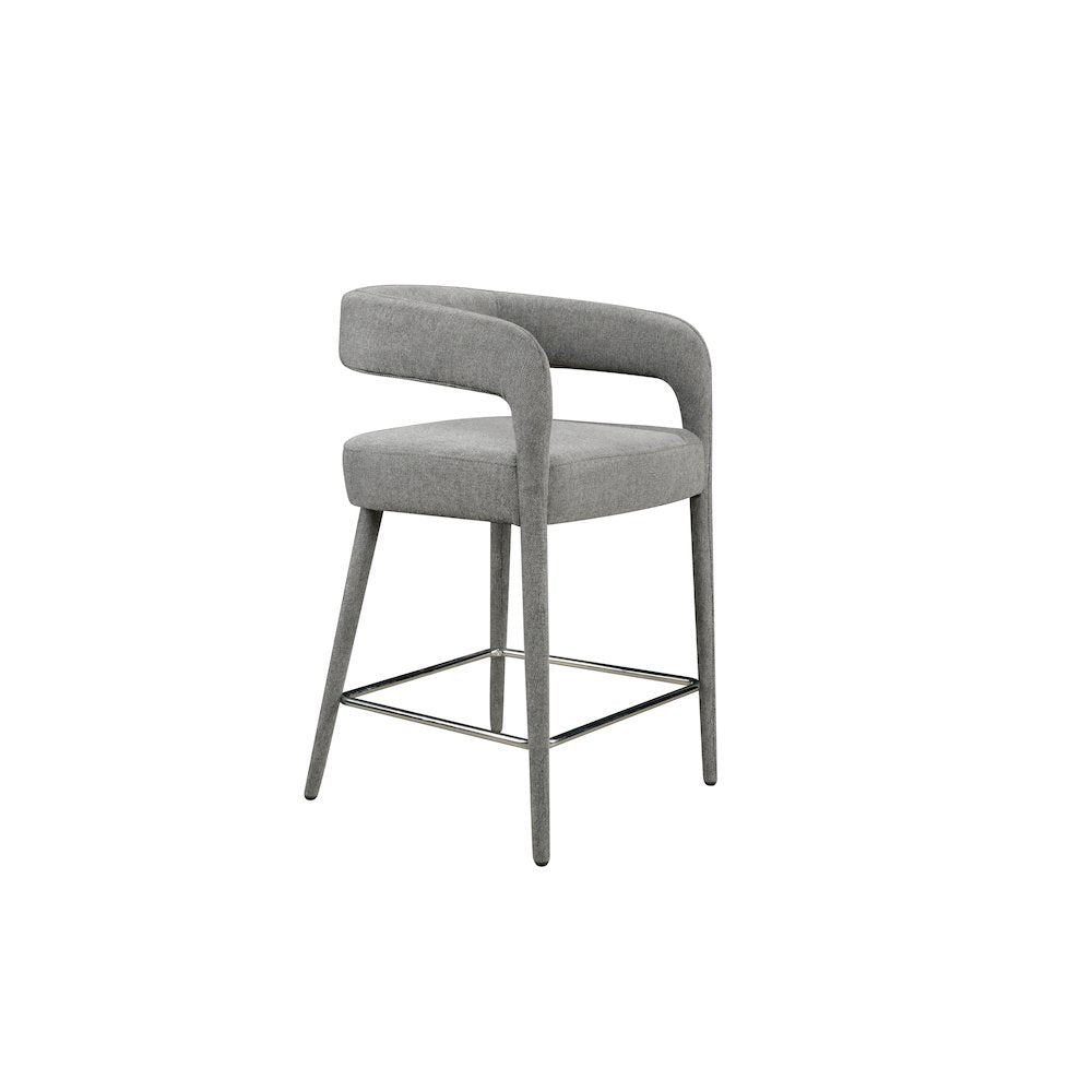 Galway Counter Chair in Dark Gray Linen Fabric on Metal Frame